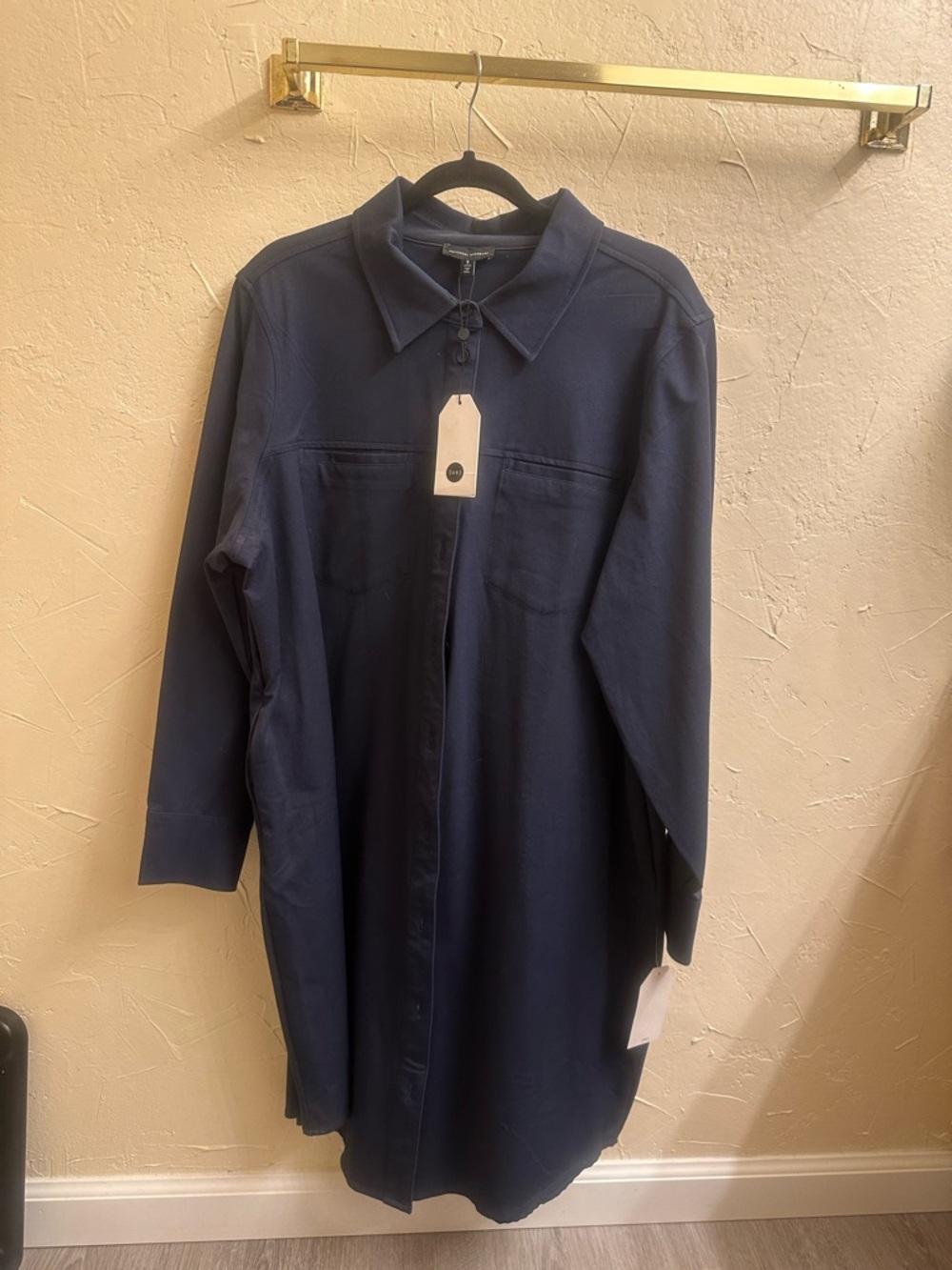 Universal Standard Navy Blue Long Sleeve Shirt Dress